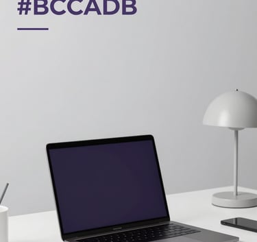A minimalist workspace featuring a sleek laptop and a minimalist lamp on a clean white desk. The overall mood is modern and organized, using the brand colors #6E7C8B and #BCCAD6 to create a calm, professional atmosphere.