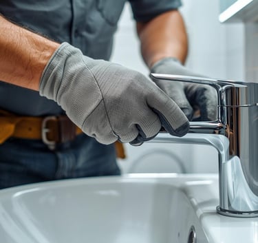 a handyman changing a tap