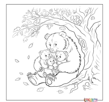 Cute bear cub coloring page preschool wildlife printable