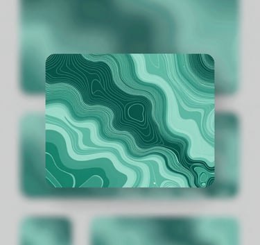 A sleek, modern icon of a stylized topographic map with contour lines, designed in a minimalist professional style using the brand colors #3D6B5E and #8FBBA1.