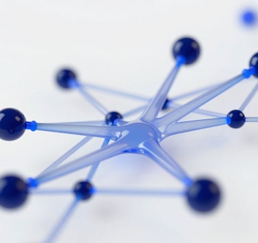 Clean, abstract 3D visualization of complex data nodes connecting smoothly. Professional aesthetic with a focus on structure and transparency. Colors #0F1C2E, #2C528B on #F5F8FA background.