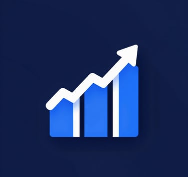 A minimalist and modern corporate icon representing growth and partnership, stylized with clean lines and featuring the #8FA6BE and #2A405D color palette against a deep #0A192F background.