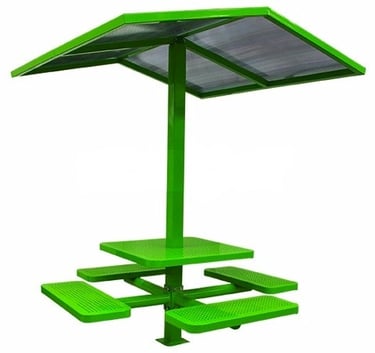 mesa de picnic metálica con techumbre modelo urbani 3 para parque