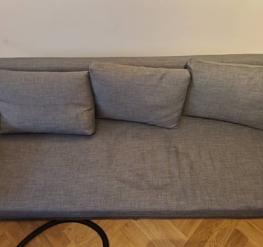 zasikana przez kotka kanap przed praniem