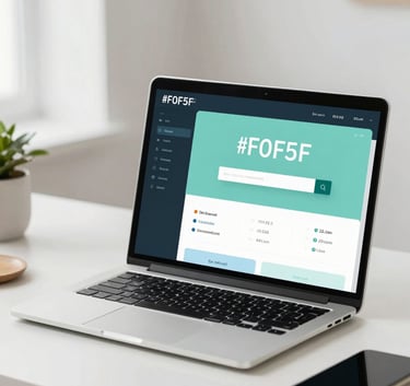 A minimalist home office scene with a laptop open showing a high-speed connection dashboard. The environment is bright and airy, using brand colors #F0F5F5 and #2D545E to show a lifestyle of modern efficiency.