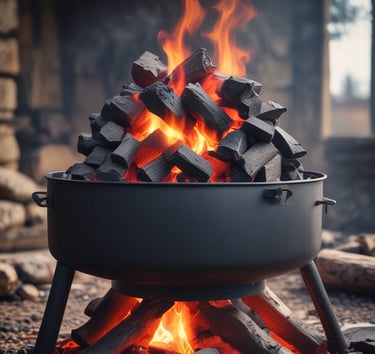 Close-up of natural wood charcoal pieces stacked neatly.
