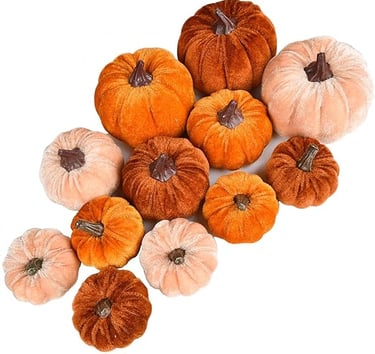 Set of 12 hand-painted artificial pumpkins for fall, Halloween, and Thanksgiving home décor