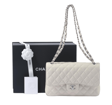 Channel Classic caviar quilted flap bag silver hardware