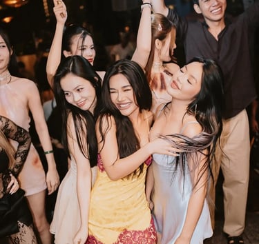 Zion Sky Lounge & Dining Ho Chi Minh Vietnam Saigon Ladies Night Asian Girls dancing while billboard sign is there