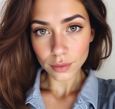 mujer piel oliva clara ojos grandes color verde avellana