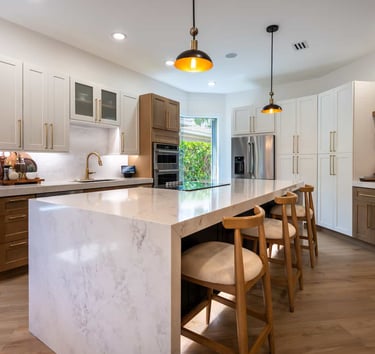 Full Kitchen Remodeling with Countertop, Island and Cabinets