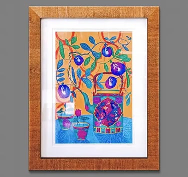 A fine art print framed in a standard profile frame