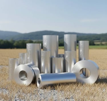 Bottom view of aluminium coil with clean edges and consistent rolling.