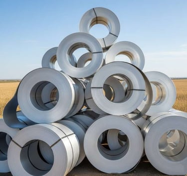 Bulk aluminium coils packed on pallets for export shipment.