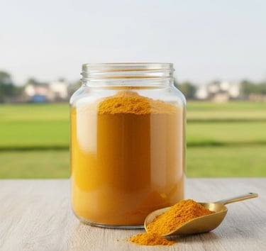 Packaging of turmeric powder for wholesale export orders.