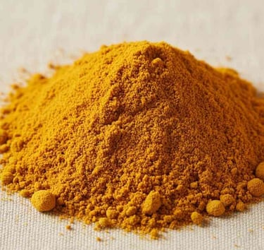 Close-up shot of turmeric powder showing fine granules and natural color.
