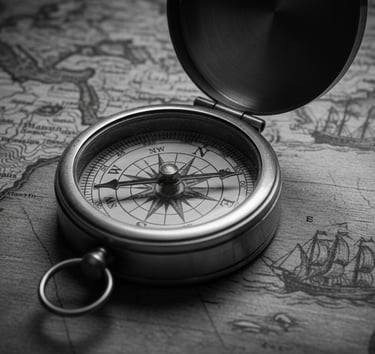 a compass on a map 