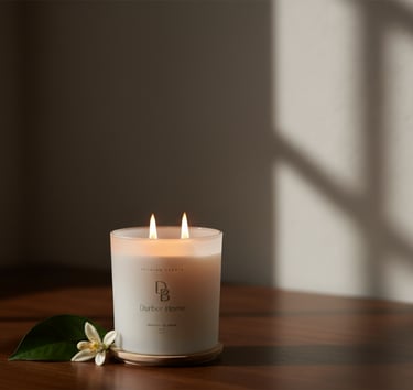 a candle with a candle on a table