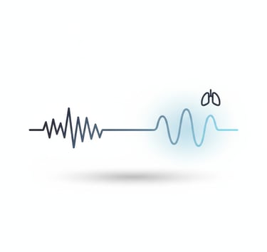 Onda que pasa de ruido a calma con icono de respiración