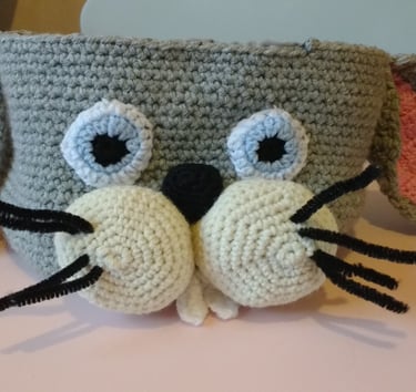 a crochet bunny basket