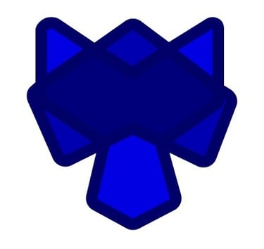 a blue and white geometrical design with a blue and white background