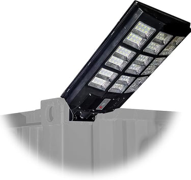 Large LED Solar-Powered Street Lamp with Shipping Container Corner Casting Mount