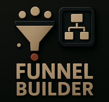 Website funnel with directional arrows representing lead capture and sales funnel creation tools