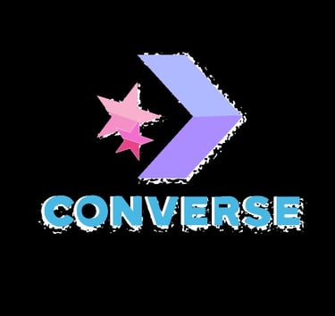 Stylized logo featuring a large purple chevron pointing right, flanked by two pink stars