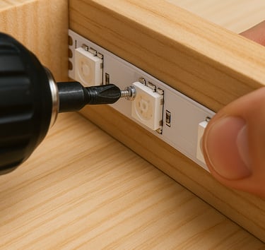 a person using a drillet to fix a power outlet