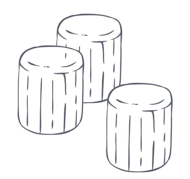 A group of short stools