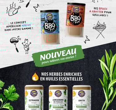 Page publicitaire A4 pour des épices et herbes aromatiques