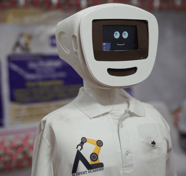 a robot with a face mask on it
