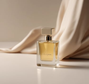 Close-up of a luxury perfume bottle surrounded by soft natural light.