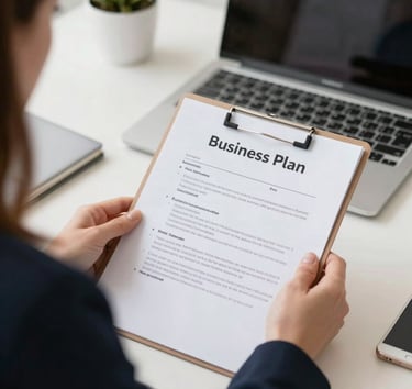 Open notebook with checklist and pen on a clean desk, representing DIY business guides.