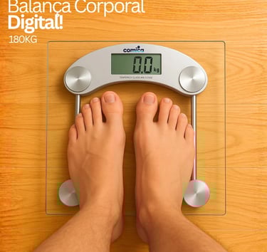 Balança Digital De Vidro Corporal Temperado Até 180 Kg Quadrada Banheiro Portátil Comica
