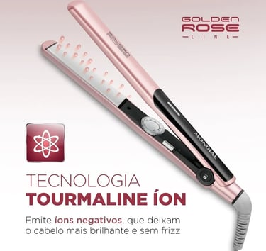 Prancha Alisadora Mondial Golden Rose/Preto Bivolt P-20