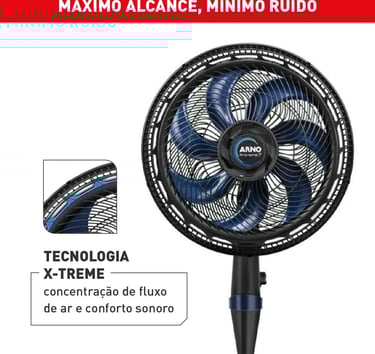 Ventilador De Coluna 40cm Arno X-treme 7, 7 Pás, 150w Ve7c