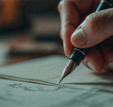 a person's hand holding a pen and writing on a piece of paper
