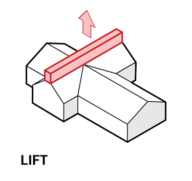 Diagram of a lifted roof monitor