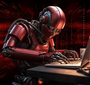 red-robot-matrix-background