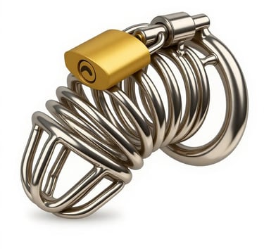 قفل العفة الرجالي المعدني بقفل أمان ذهبي وتصميم حلزوني  أدوات زوجية الدفع عند الاستلام 