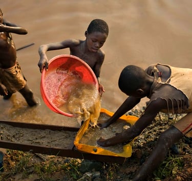 children mining for gold (Hard labour)