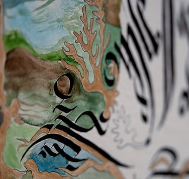 Dessin et calligraphie réalisée en art-thérapie