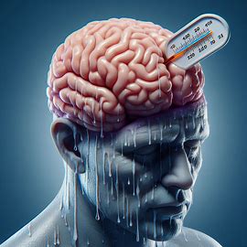 AI-generated image of a thermometer measuring brain temperature.