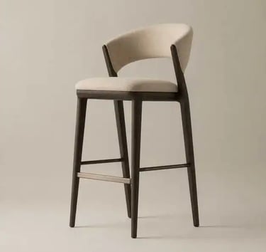 Modern Bar Stool – Upholstered Seat with Solid Wood Frame, Minimalist Luxury Design