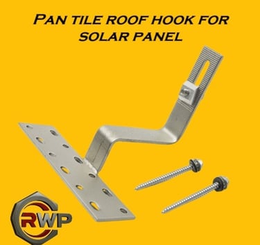 Pan tile roof hook for solar panel mounting