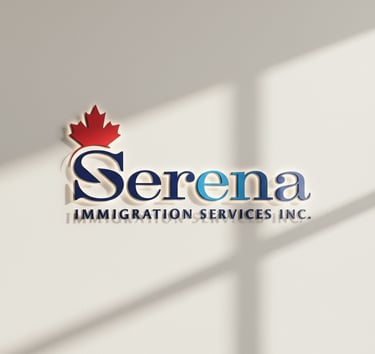 Serena Immigration indoor signage, logo and brand identity design by : Mantegh Studio