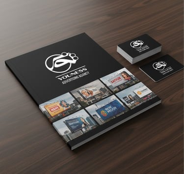 Uounes Advertising agencey logo and sample catalogue design by : Mantegh Studio 