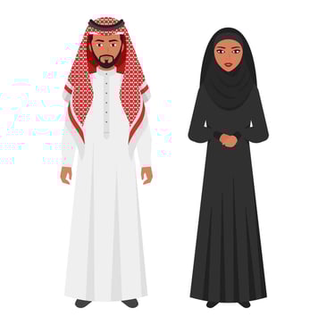 White clothing by men and black by women in hot and arid regions