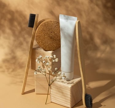 product photo editing toothpaste and toothbrush